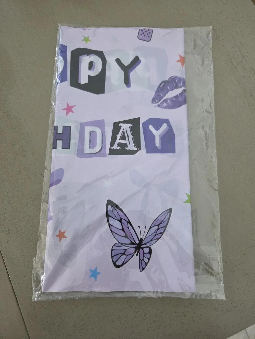Olivia Rodrigo Purple Butterfly Birthday Table Cover, 54